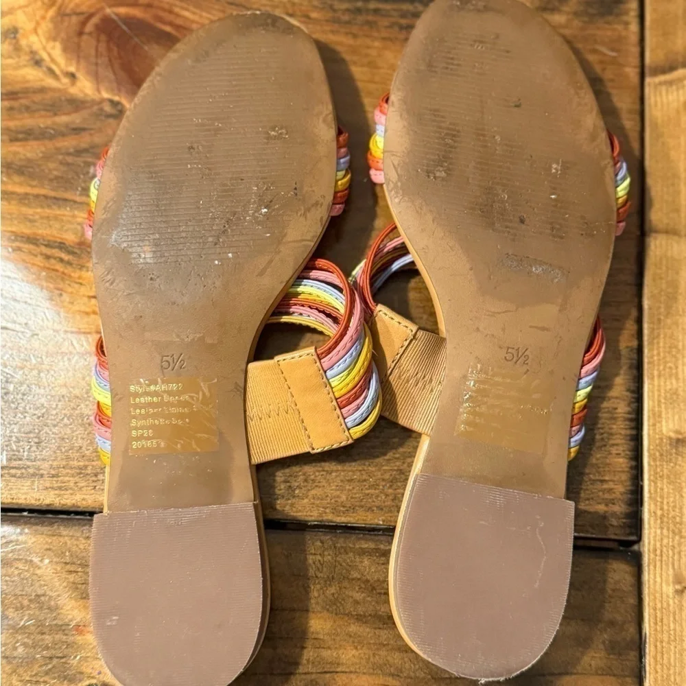 Madewell The Meg Slide Sandal in Rainbow Leather 5.5